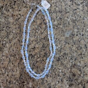 Moonstone Blue Beaded Necklace 52"